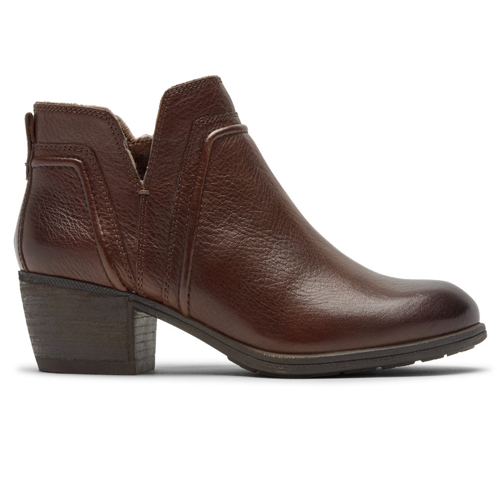 Rockport Singapore Womens Booties - Cobb Hill Anisa V-Cut Brown - LH8659027